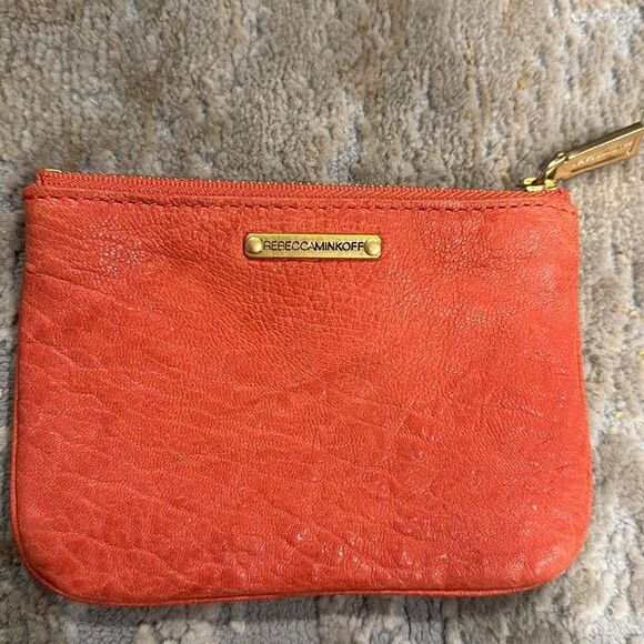 REBECCA MINKOFF Small Orange Graphic Pouch in EUC - Picture 4 of 7